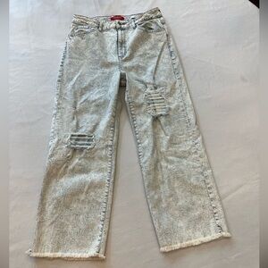 GUESS Y2K Vintage Crop Wide Leg Distressed Acid Wash Jeans, Size 30.